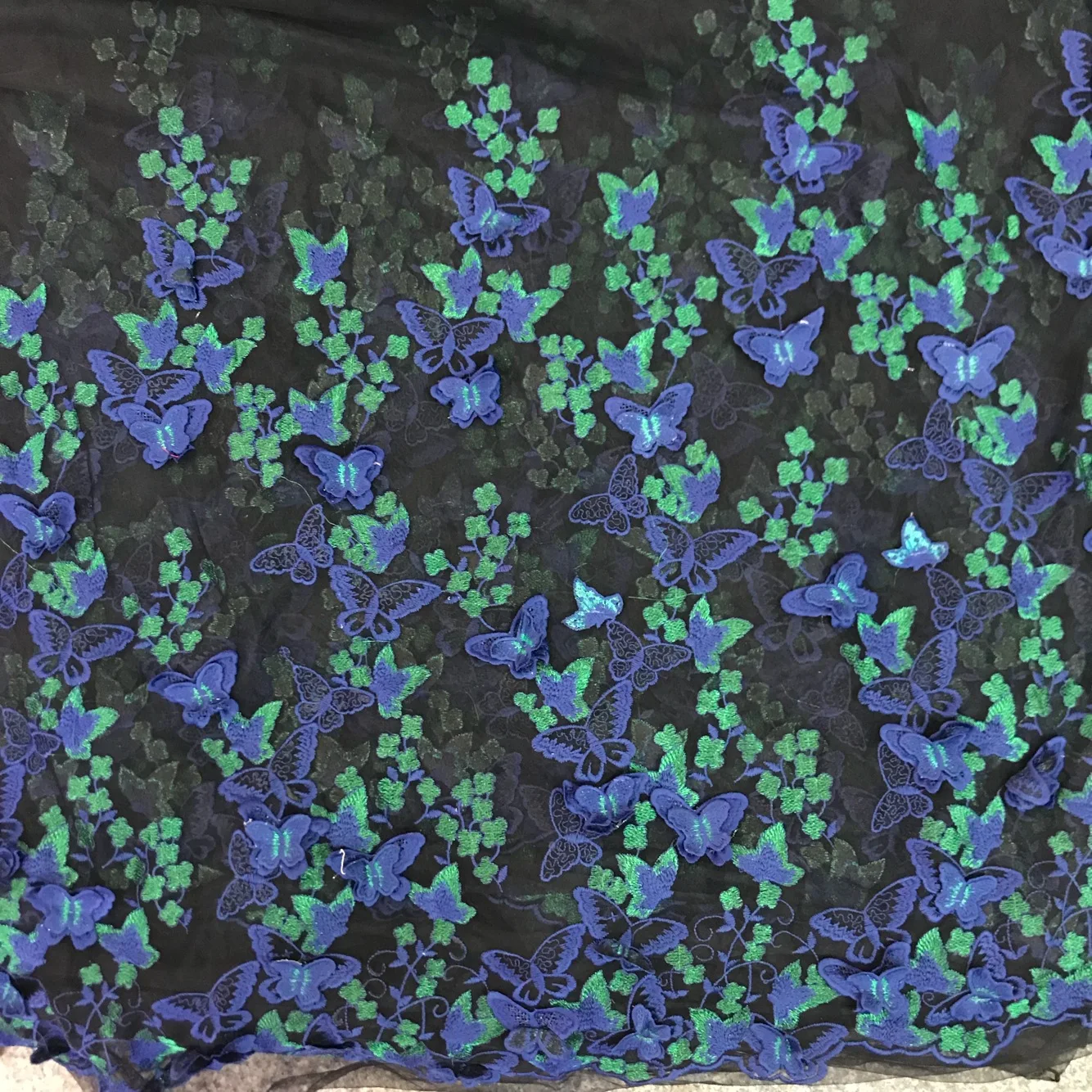 Мягкая 3D вышивка цветок бабочка аппликация кружево Тюль Ткань для платья желтый