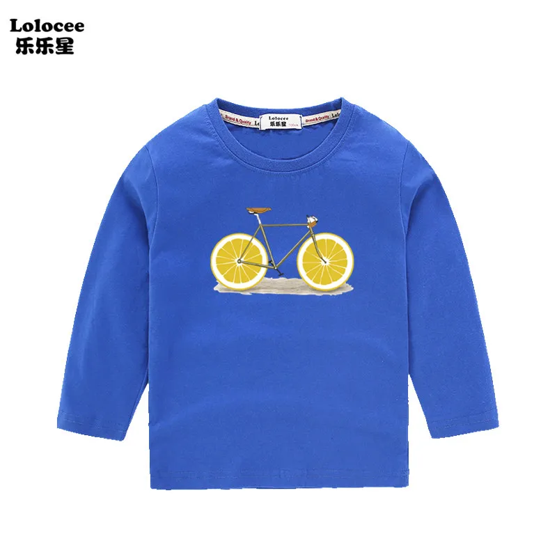 

Kids Fashion Funny Fruit Lemon Costume Printed T Shirt Unisex Kids O-neck Cool Bicycle Tee Brand Clothing 3-14t