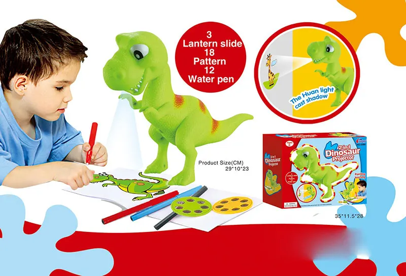 dinosaur projector Детский проектор мультики Многофункциональный Умный проекционный инструмент для рисования, детский проектор, мультяшная лампа, Набор пазлов, детская игрушка для раннего обучения - Цвет: dinosaur projector