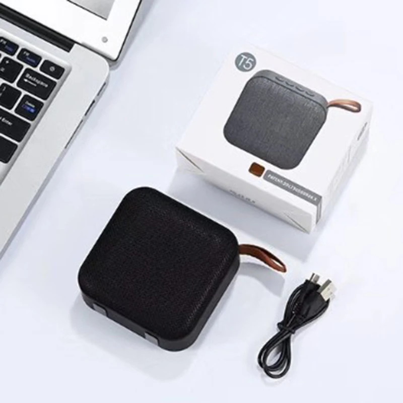 

1Pcs New Version T5 Woven Net Bluetooth Speaker Wireless Portable Speaker Lovely Support U-Disk Tf Card Fm Radio Black