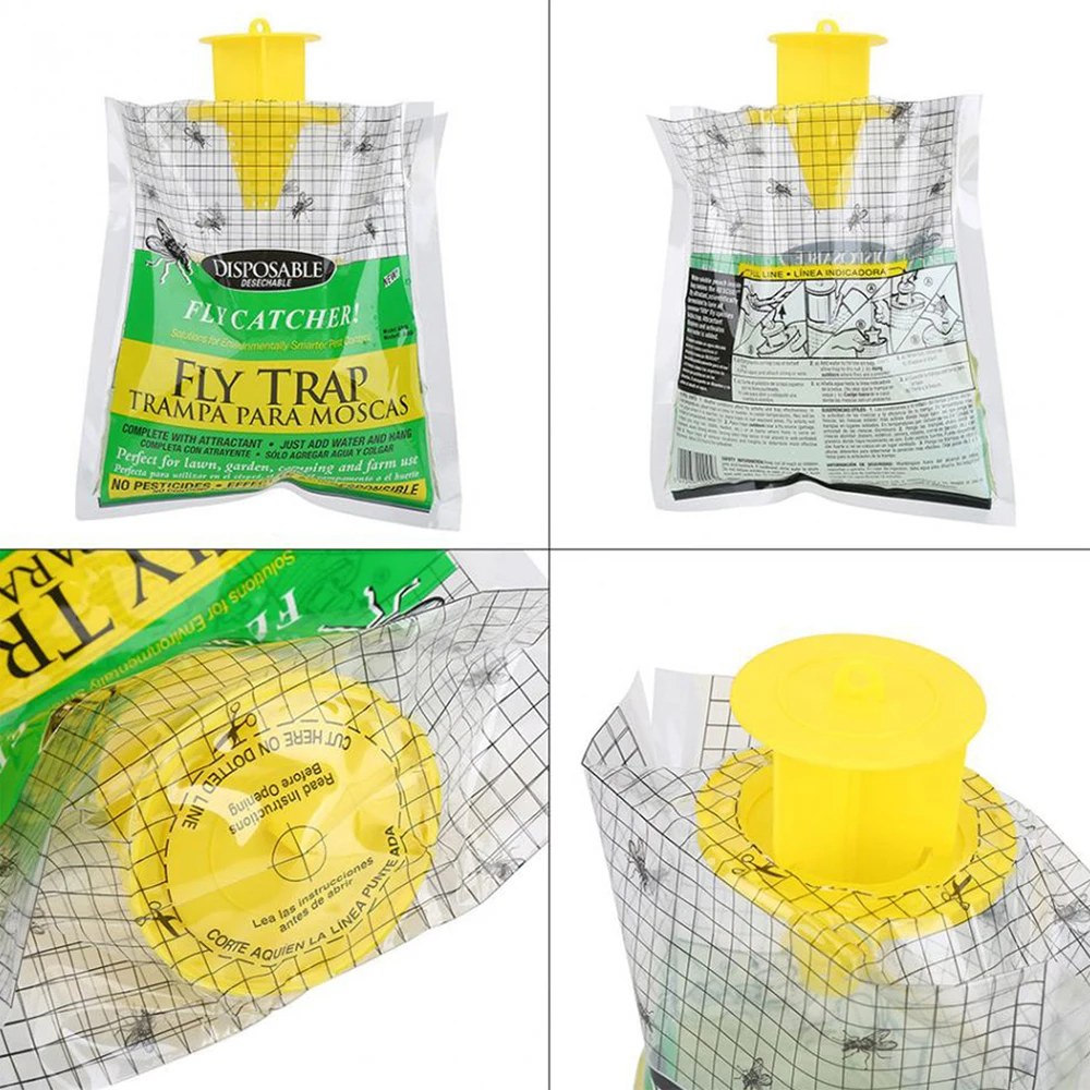 

Disposable Fly Trap Catcher Practical Effective Pest Control Insect Trap Non-toxic Hanging Style Catcher Fly Trap Bag