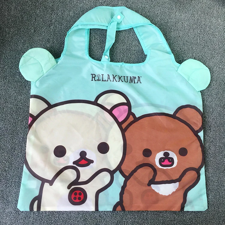 Цвет: желтый Милый мультфильм медведь Rilakkuma большие складные многоразовые сумки для покупок Складная хозяйственная сумка эко продуктовый мешок женская детская сумка сумочка - Цвет: Цвет: желтый