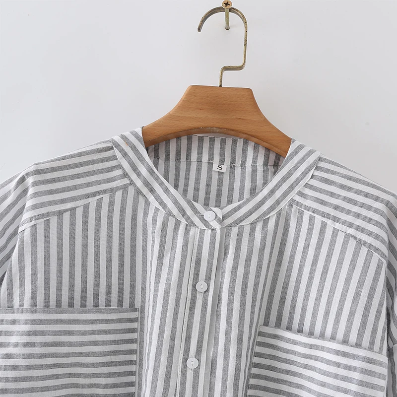 

New Shirt tops 2021 summer new casual fashion striped O-neck loose chic women's shirt casual street youth shirt women