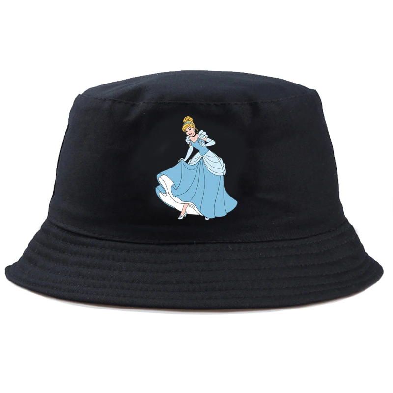 

Disney Cinderella Princess Bucket Hat Cotton Panama Spring Woman Reversible Girls Colorful Fishing Hat Graphic Sweet Hat 58 cm