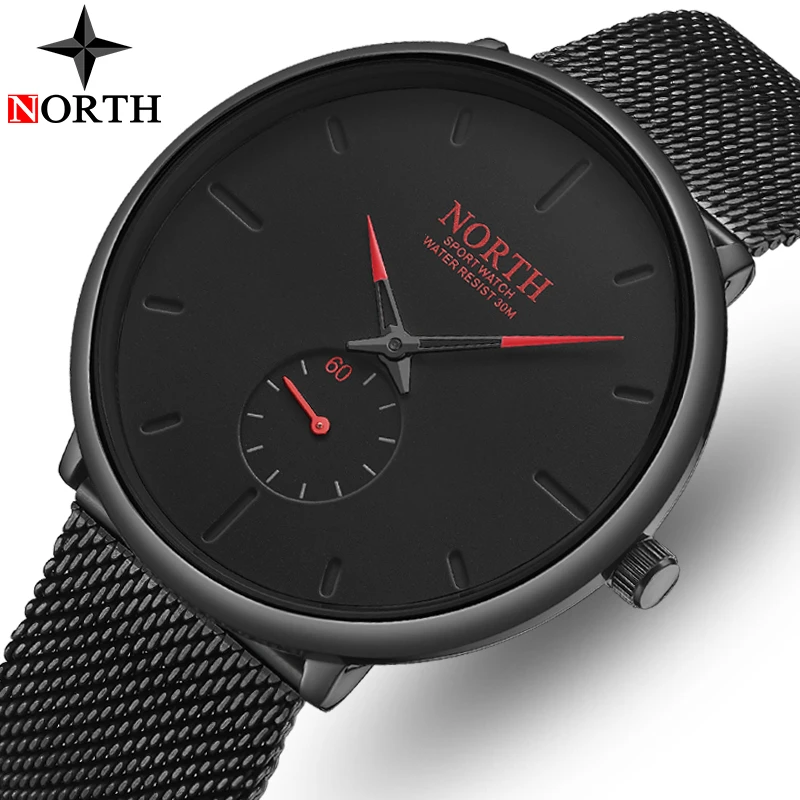 Часы NORTH мужские с браслетом из нержавеющей стали брендовые Роскошные модные