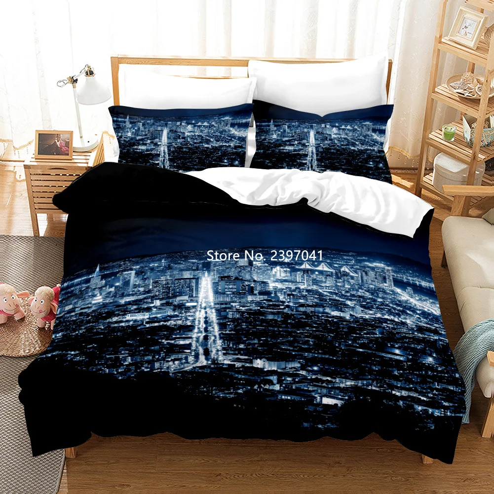 

3D Printed Bedding Set Beautiful City Evening Sun Shinning Night Friends Gift Home Textile Knitwear Adult Quilt Cover Pillowcase