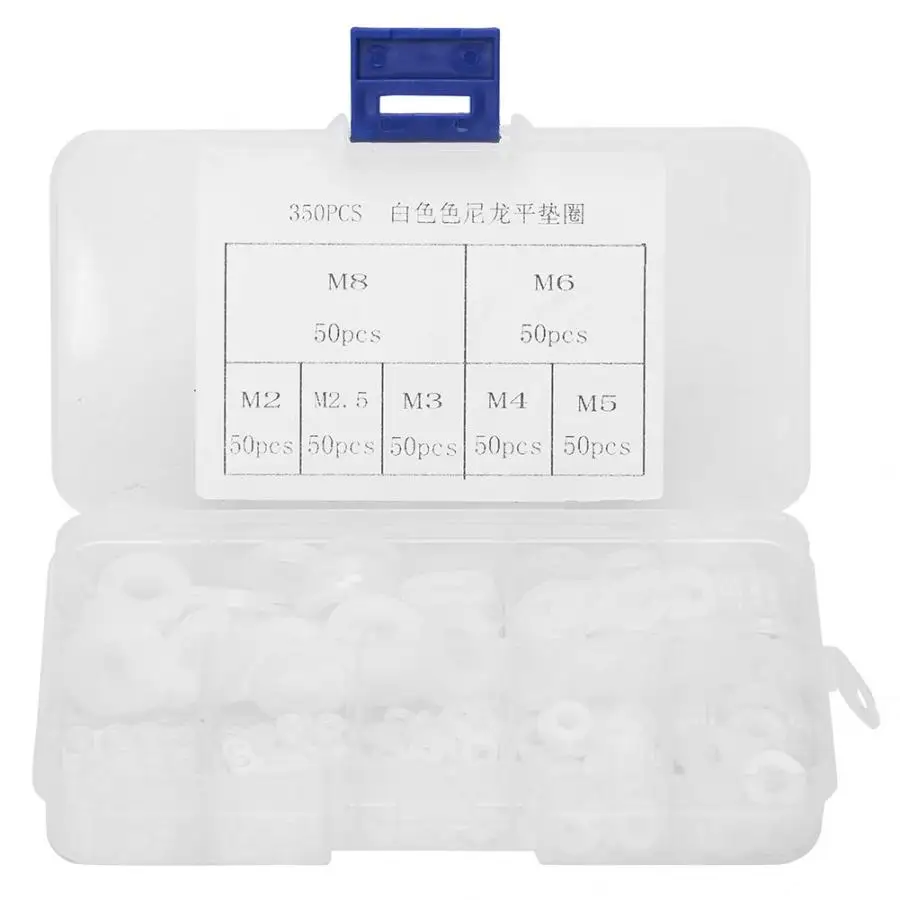 Прокладка 350 шт. белая Шайба из нейлона и пластика набор Плоских прокладочных