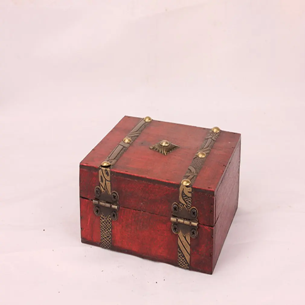 1pcs Chic Wooden Pirate Jewellery Storage Box Case Holder Vintage Treasure Chest for organizer wooden jewe Drop shipping | Дом и сад