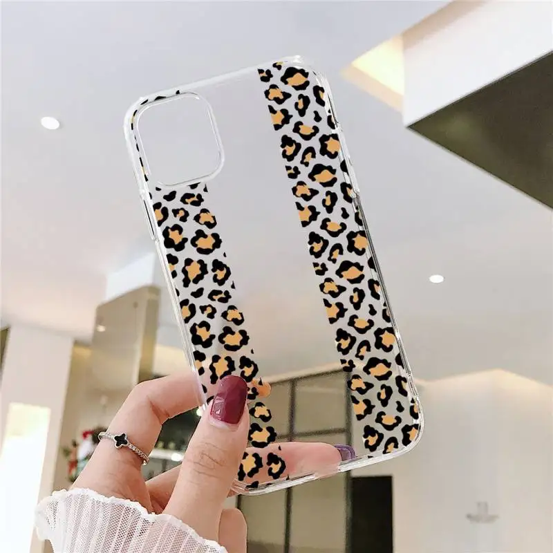 

Leopard Print Colorful art Phone Cases Transparent for iPhone 6 7 8 11 12 s mini pro X XS XR MAX Plus SE cover funda shell