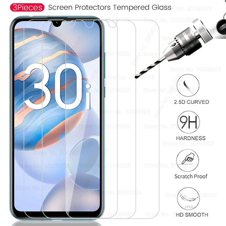 

3pcs glass for honor 30i display protective glass for honer xonor 30 i s 30i 30s honor30 honor30i honor30s screen protector film