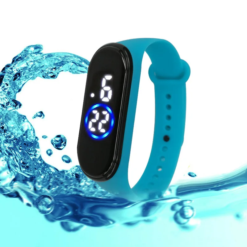 

Часы наручные детские электронные, цифровые водонепроницаемые со светодиодным сенсорным дисплеем, с браслетом, подарок для студентов