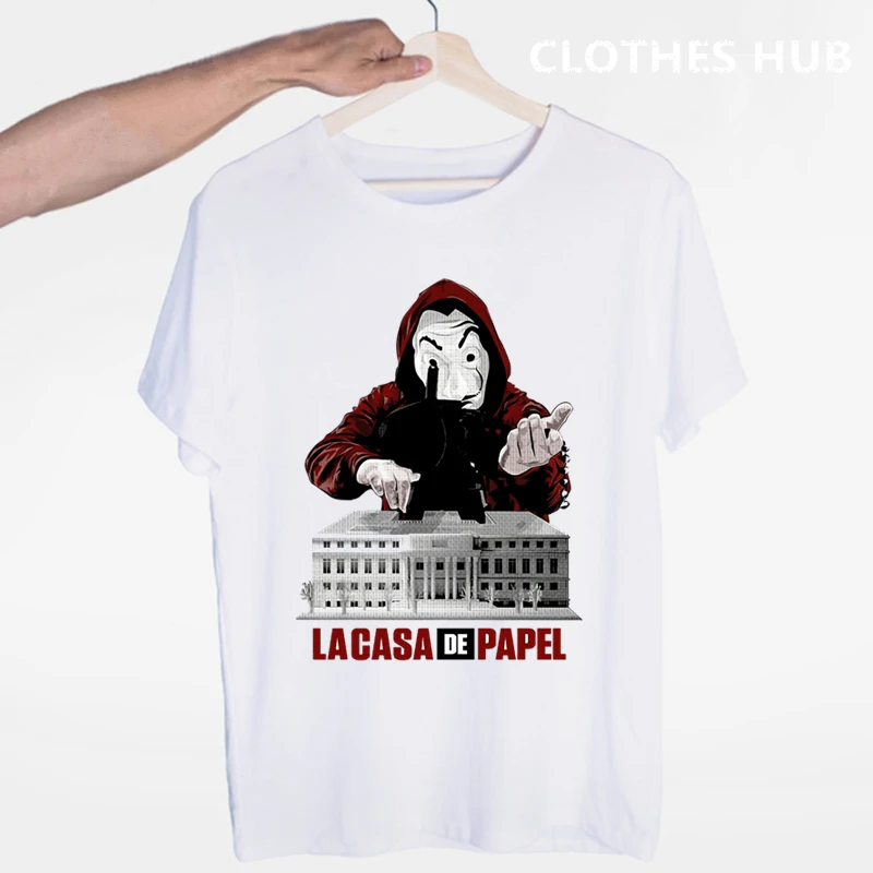Футболка La Casa De Papel Мужская футболка с забавным дизайном футболки для грабителей