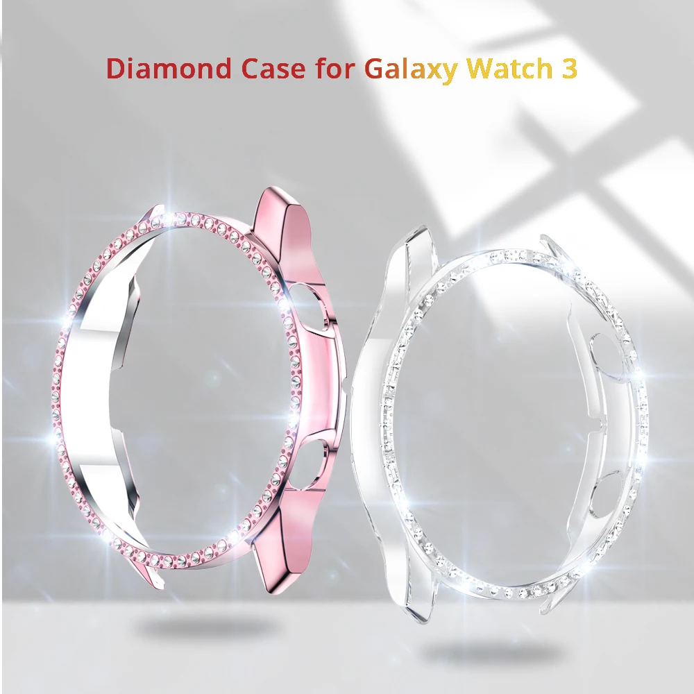 

Diamond Pc Case For Samsung Galaxy Watch 3 45mm 41mm Shiny Diamond Pc Cover Case Bumber For Samsung Galaxy Watch 3 45mm 41mm