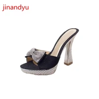 women shoes with bow high heels platform sandals high heeled shoes woman slippers summer black sliver gold sandals for women