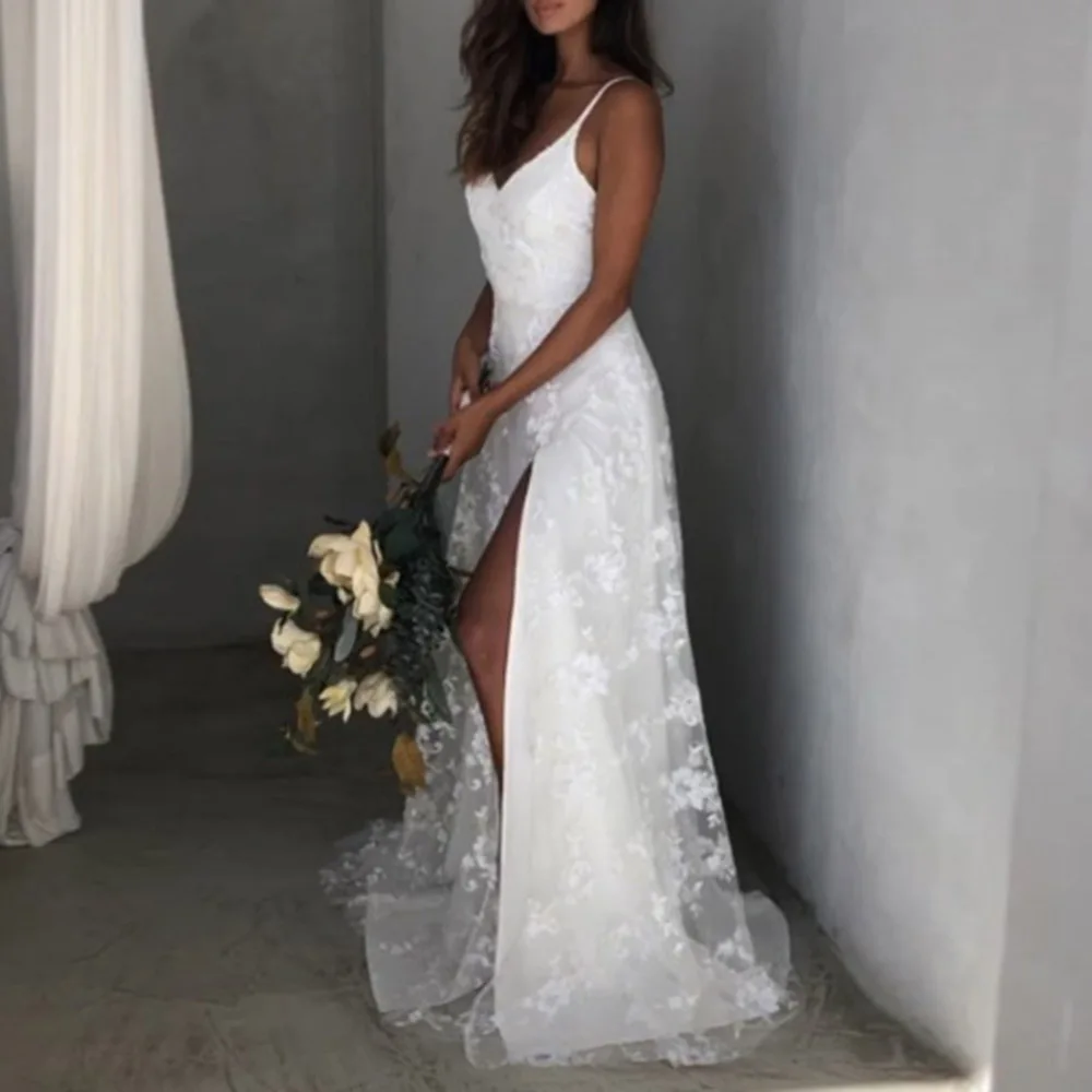 

Женские вечерние платья, белые длинные вечерние платья с v-образным вырезом, без бретелек, на молнии, однотонные, с открытой спиной, летние пл...