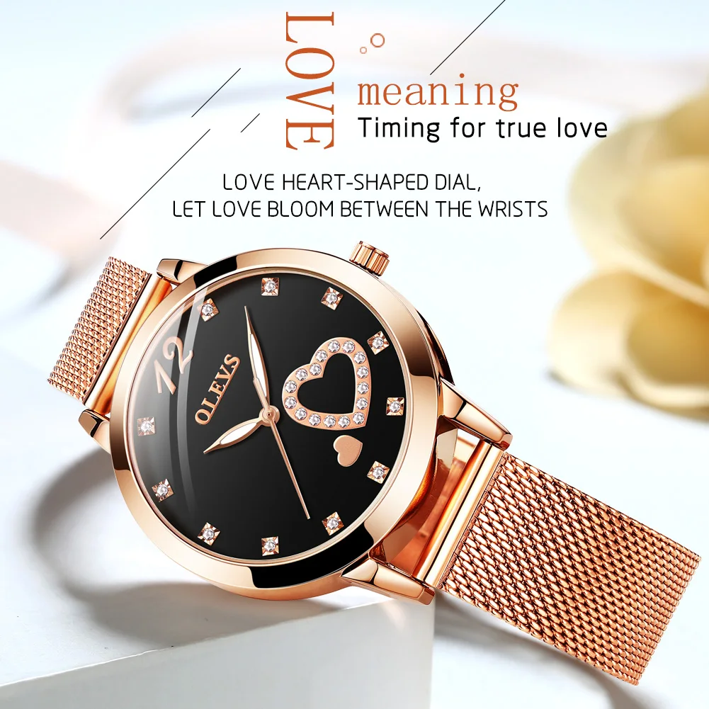 

Swiss brand OLEVS quartz watch Women waterproof luminous mesh stainless steel ultra-luxury minimalist ladies watch