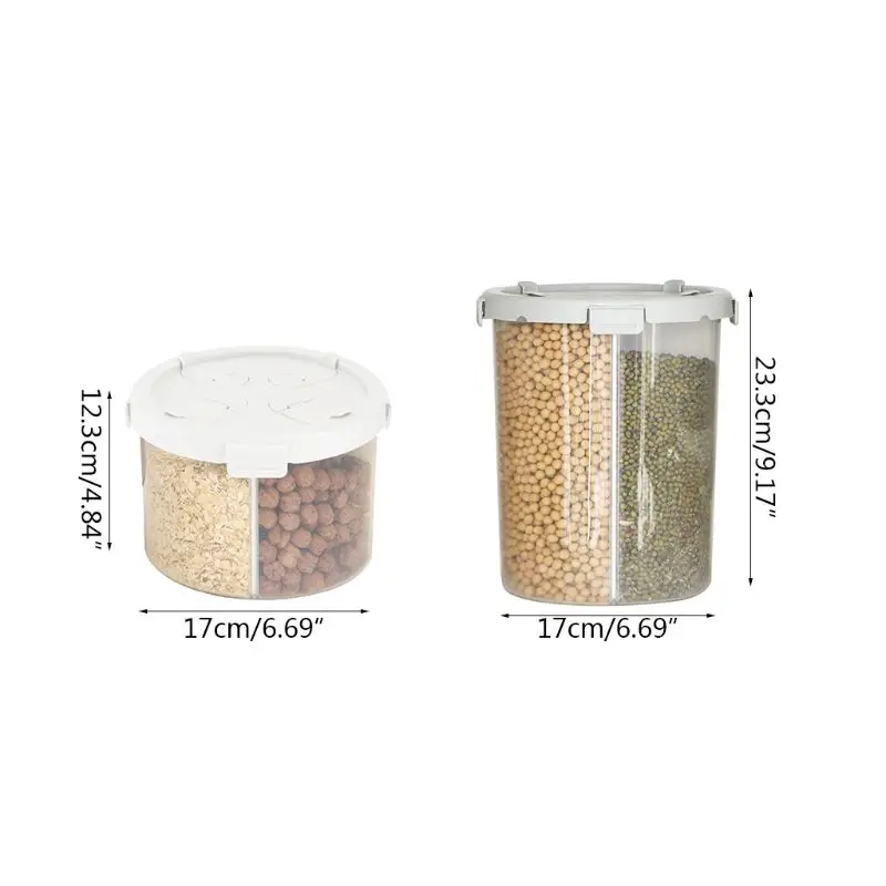 

4 Grids Plastic Kitchen Cereal Dispenser Flour Grain Rice Storage Box Dry Food Container Jar Household Sealed Can