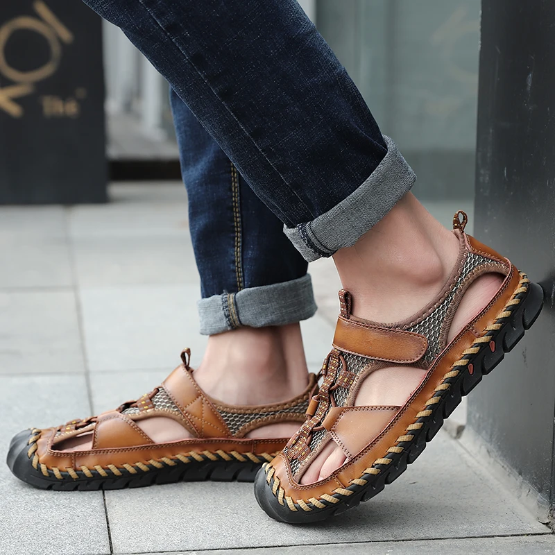 Men's Sandals Summer Shoes High Quality Leather Mens Outdoor Comfortable Beach Mans Footwear | Обувь