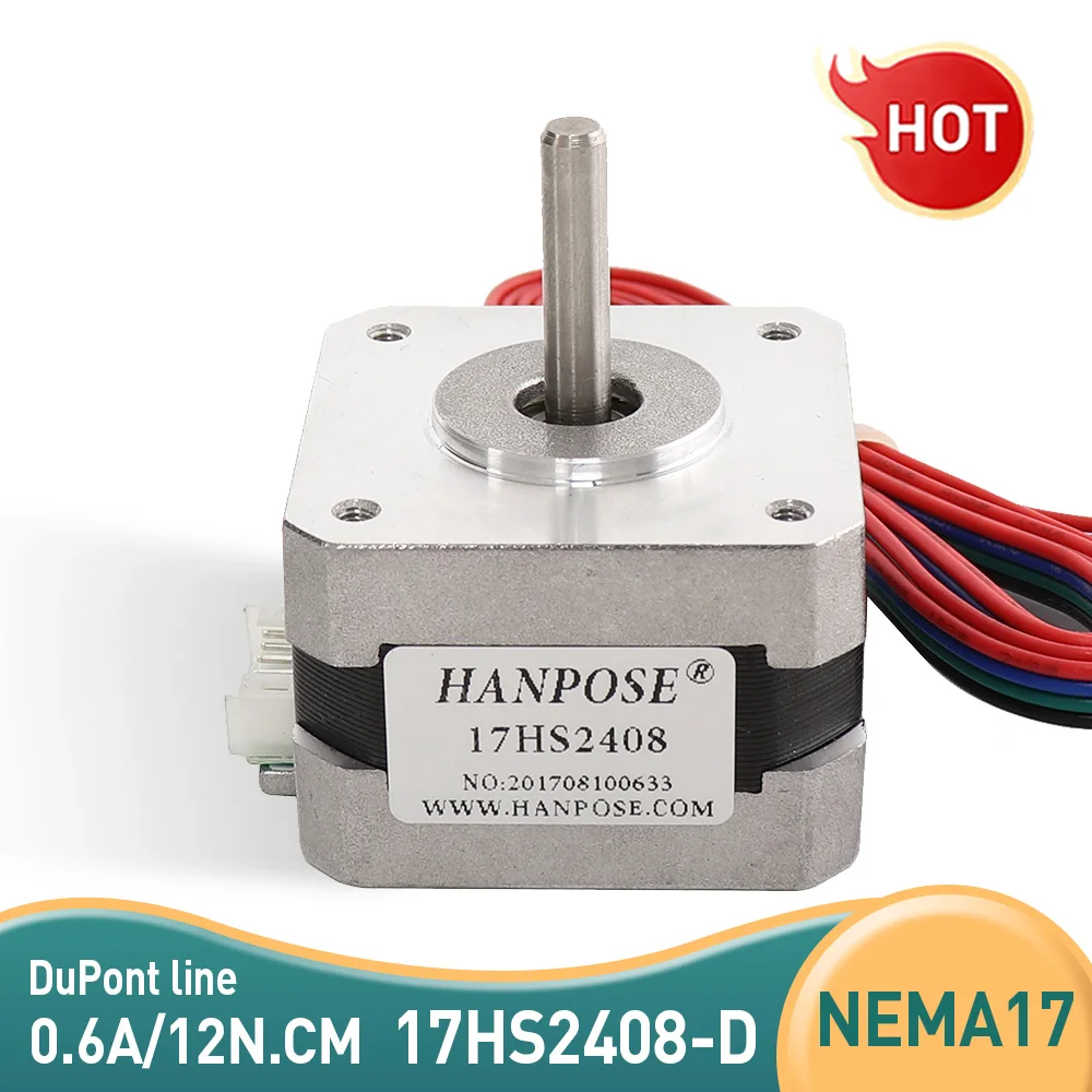 

Free Shipping Nema 17 Stepper Motor 17HS2408 4-lead 42 motor 42BYGH 0.6A with DuPont line For 3D Printer Monitor Equipment