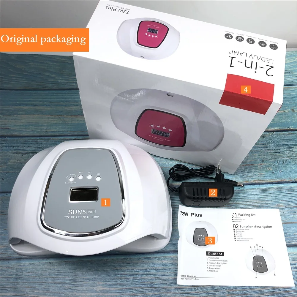 Светодиодная УФ-лампа для ногтей SUN5 PRO 72 Вт двухручная лампа маникюра 36