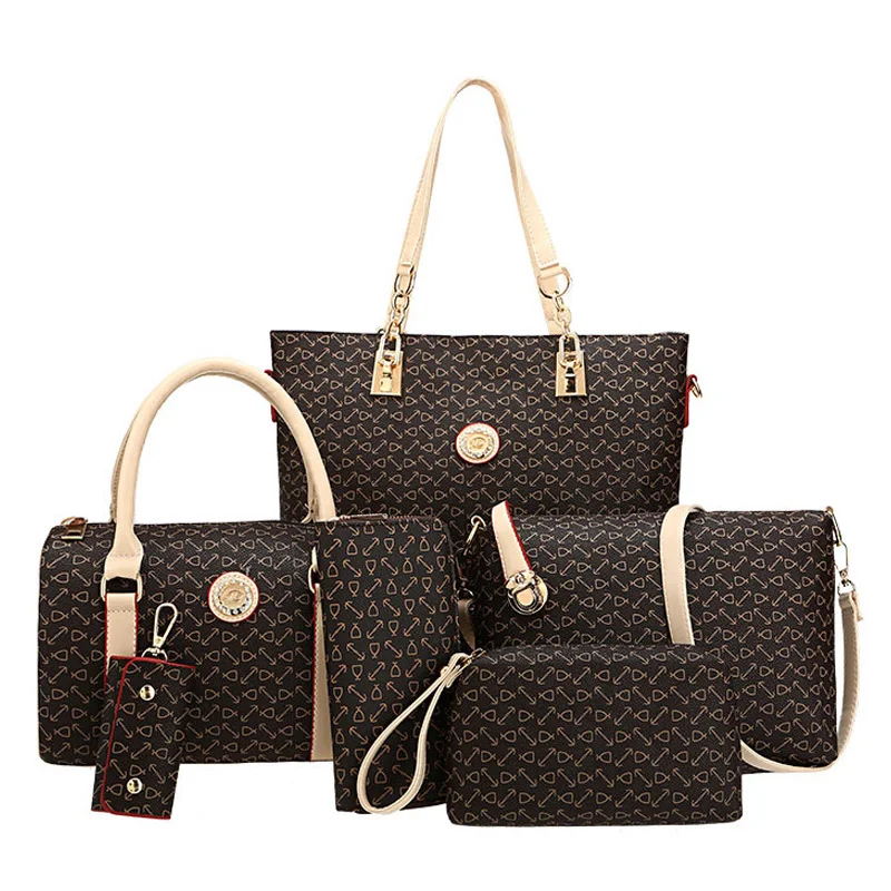 Autumn New Fashion Women's Bag 6 Piece Set Plaid Bag Lady Slung Hand Bag Shoulder Messenger Composite Bag