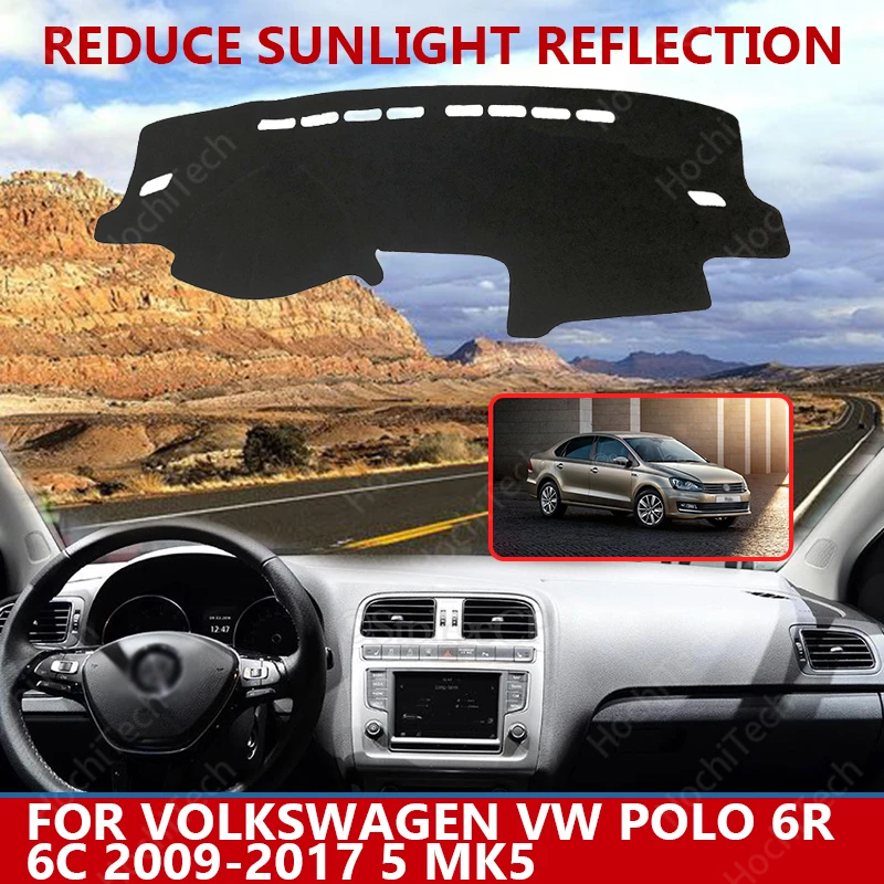 

Car styling Suede Dashmat Dashboard custom Cover Pad Dash Mat Carpet for Volkswagen VW POLO 6R 6C 2009-2017 5 MK5