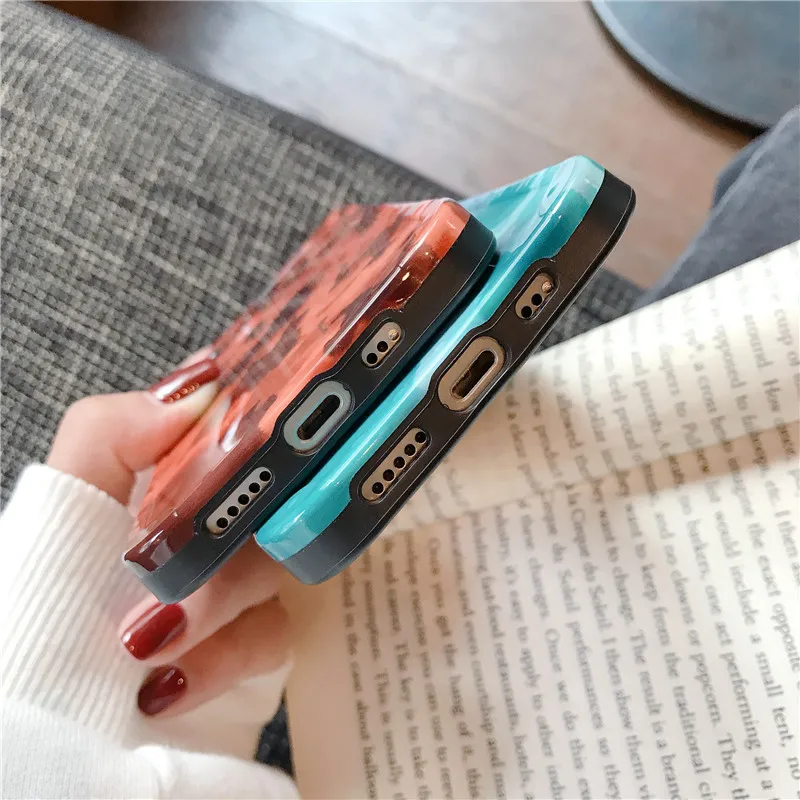 

Luxury Glossy Amber Phone Case For iphone 12 Mini XS 11 Pro Max XR X 7 8 Plus SE 2020 Cover Silicone Soft Back Shell