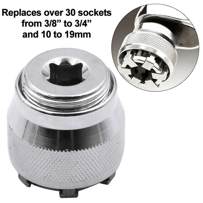 

3/8 inch Drive 10-19 mm Adjustable Hex Universal Socket Torque Ratchet Socket Adapter Ratchet Socket Adapter Wrench Repair Tool