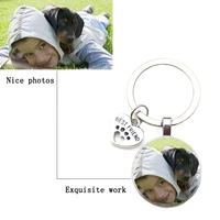 custom diy dog photo keychain i love dog glass crystal pendant mini heart keychain car key man and girl favorite gift souvenir