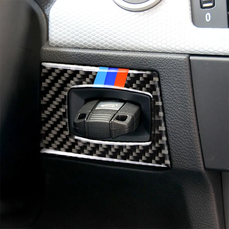 

Carbon Fiber Car Accessories Interior Ignition Switch Decals Decoration Cover Trim Stickers For BMW 3 Series E90 2005-2012