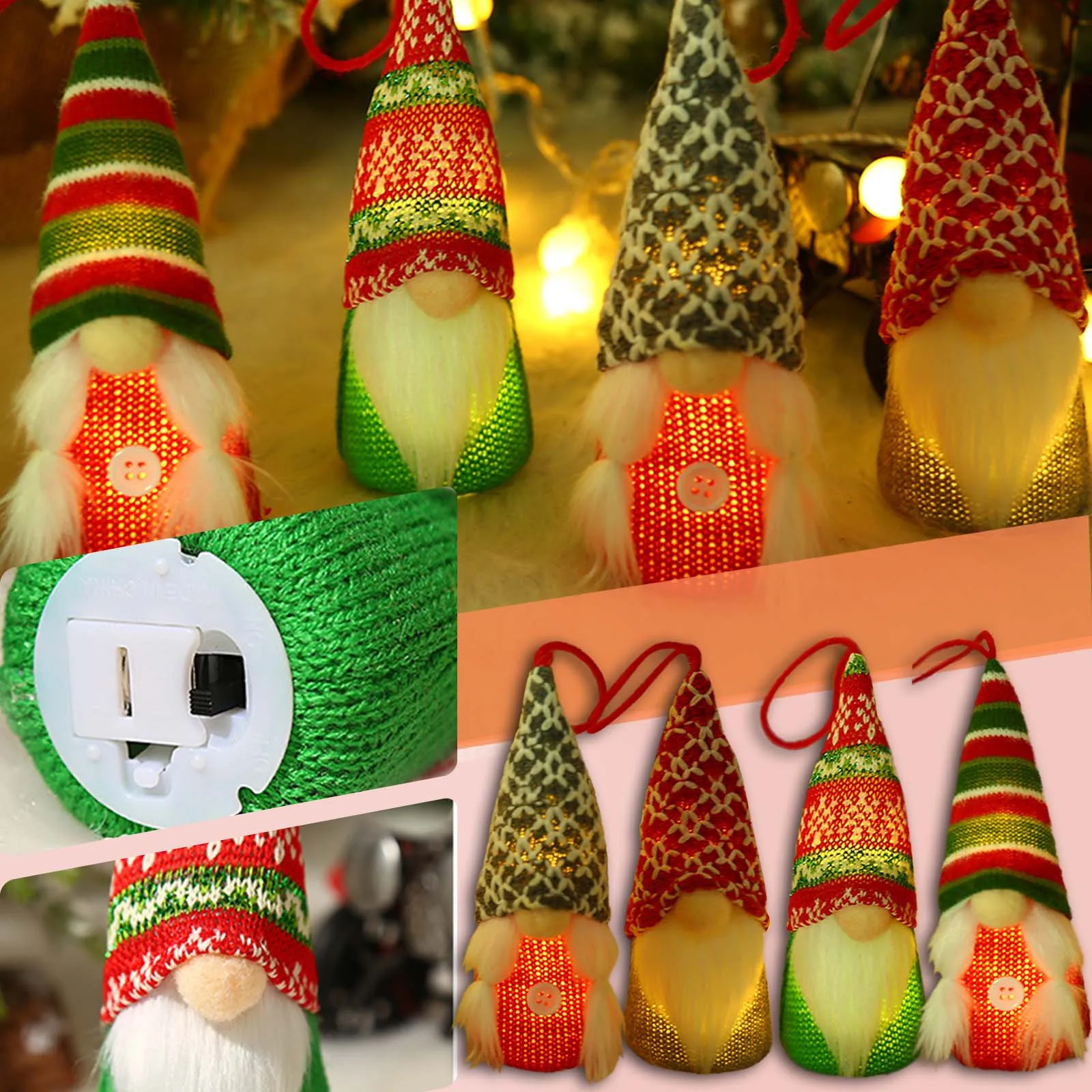 

Рождественская подсветка без лица для пожилых людей, рождественская елка, подвесные украшения, кукла, рождественский подарок для детей, акс...