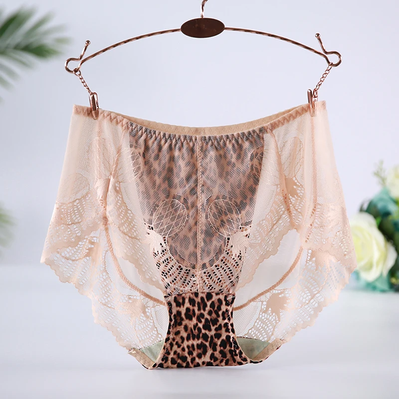 Julexy XXL-6XL, леопардовые женские трусики с высокой талией, плюс размер, сексуальное кружевное нижнее белье, сетчатые трусы, Прозрачное нижнее белье, трусики