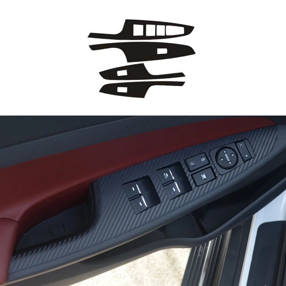 Автомобильные карбоновые наклейки кнопка подъема автомобильного окна панель