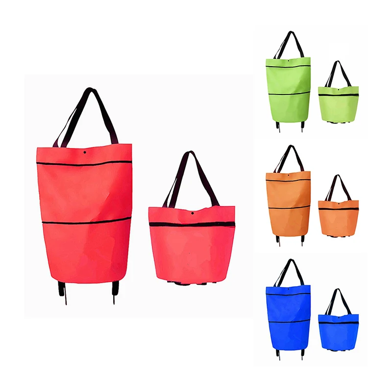 

1pc Oxford cloth Shopping Trolley Grocery Luggage Carrier Bag With 2 Wheels