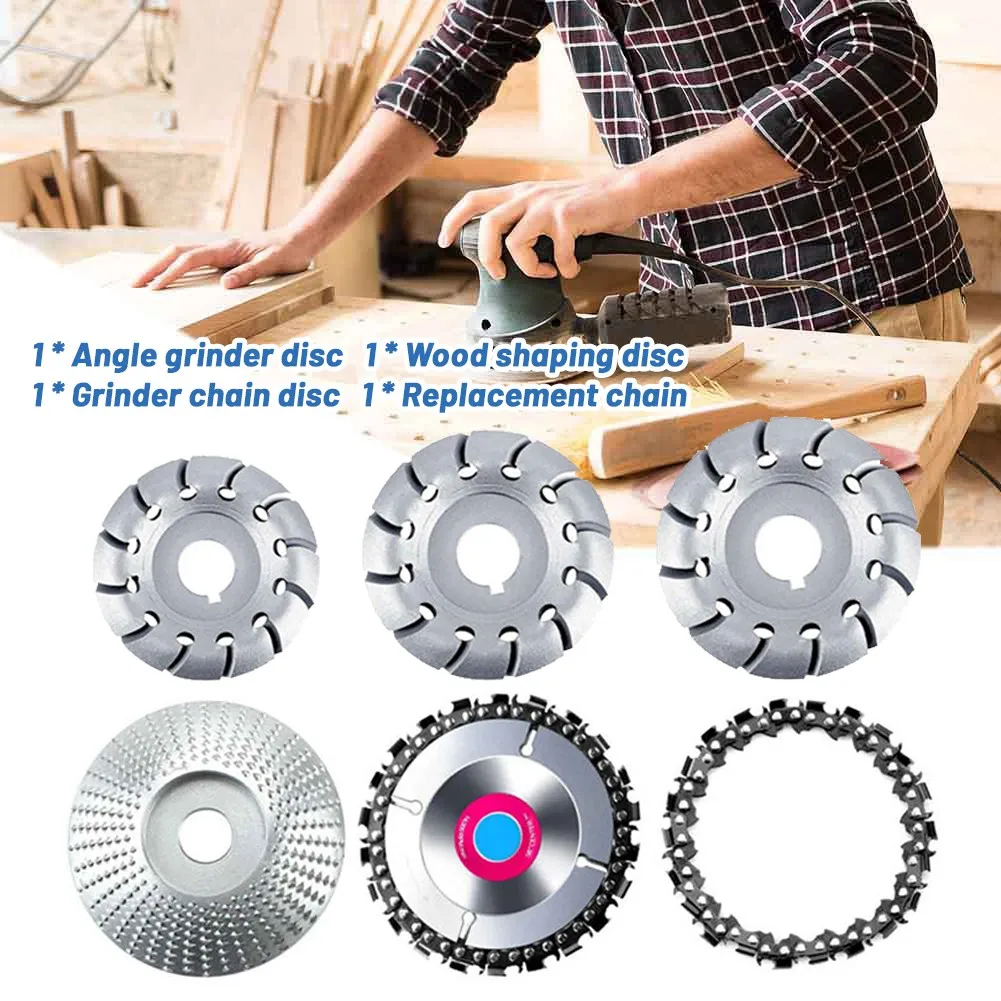 

Angle Grinder Chain Disc Set Wood Grinding Wheel Chainsaw Wood Carving Cutting Chain Saw Disc Power Accessories Tool Part