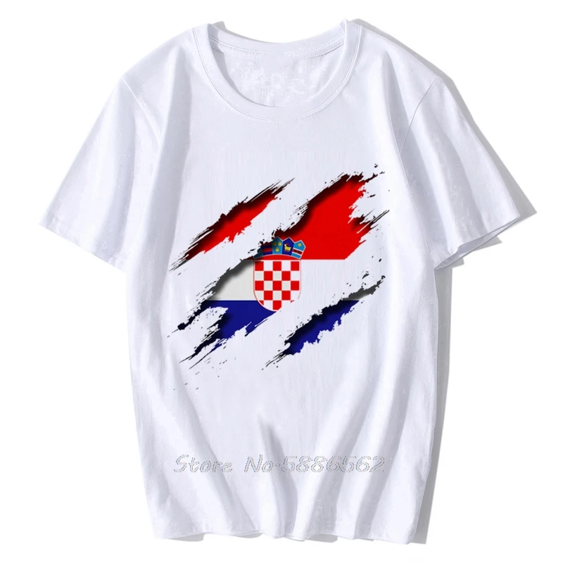 

3d Vision Croatia Flag Inside Tearing Tshirt Men Summer New White Short Sleeve Homme Casual T Shirt Unisex Streetwear Tee
