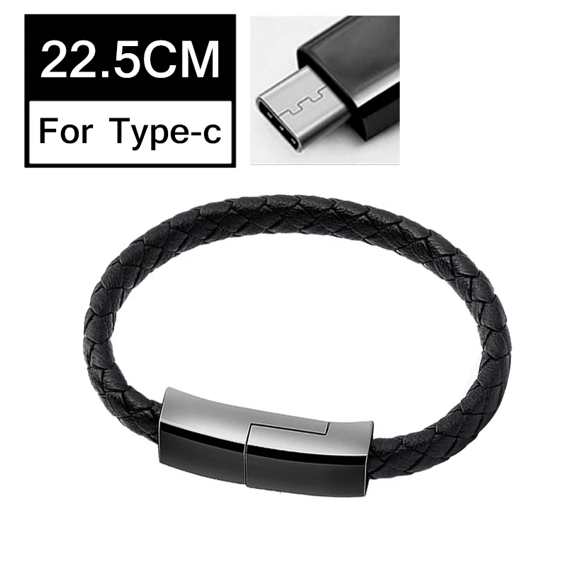Портативный браслет кабель передачи данных 5 V/2.4A Быстрый Micro Зарядка через usb Тип Кабеля C Зарядное устройство мобильный телефонный кабель для зарядки и передачи данных для samsung Xiaomi huawei - Цвет: 22.5cm For Type-c