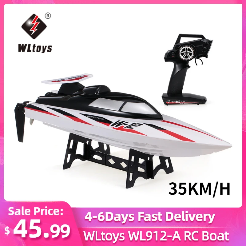 Оригинальная WLtoys WL912 A RC лодка 2 4G Радиоуправление led 35 км/ч высокоскоростной