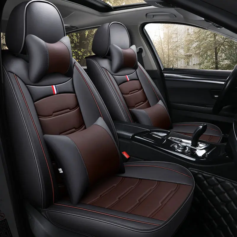 

Autocovers Car Seat Covers For Sedan SUV Durable Leather Universal Five Seats Set For 5 Seater Car Front and Back Seats Black2