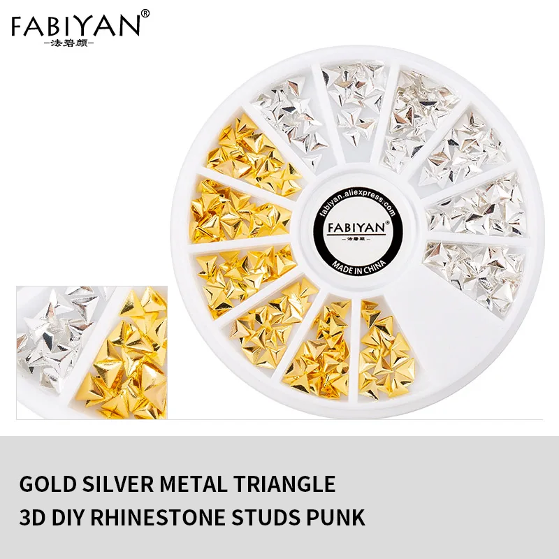 06 4 Color Nail Art Wheel Long Sharp Triangle Rivet Alloy Strip Metal Decoration Accessorie 3D Tips DIY Design Polish Manicure Tool - Цвет: 06