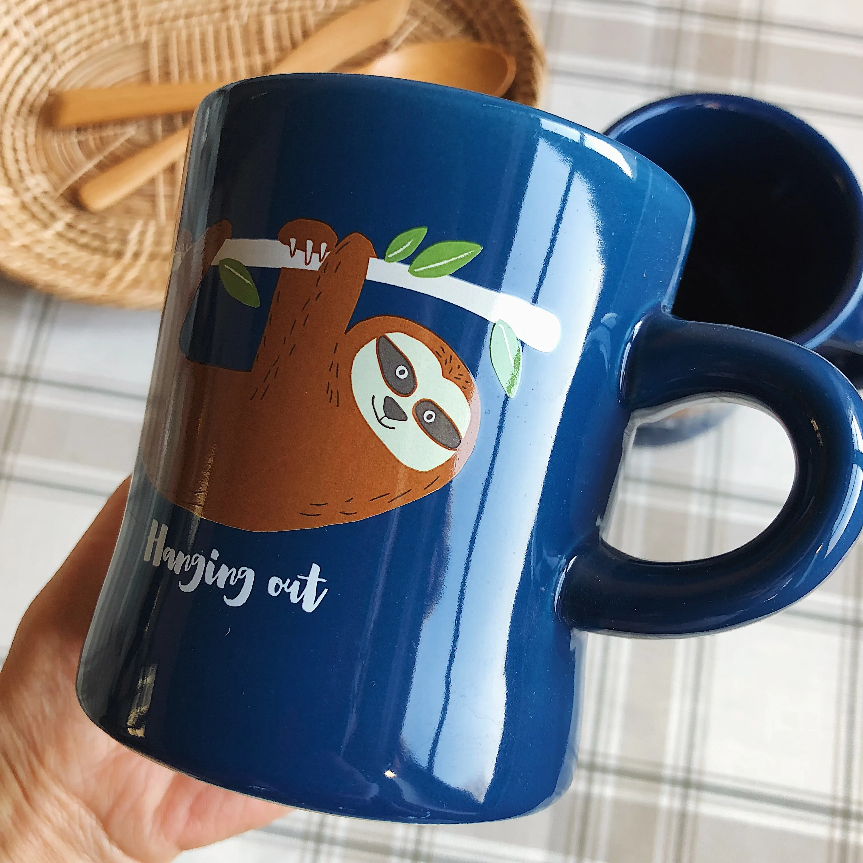 

Microwave Mug Coffee Nordic Animal Ceramic Creative Cartoon Personalized Printing Blue Milk Cup Tazas De Cafe Drinkware EC50BZ