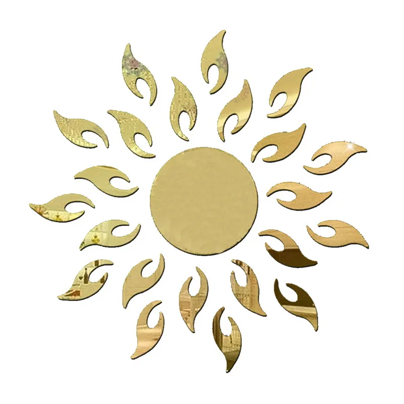 Солнечный свет огненный Подсолнух настенный стикер 3D зеркальный эффект