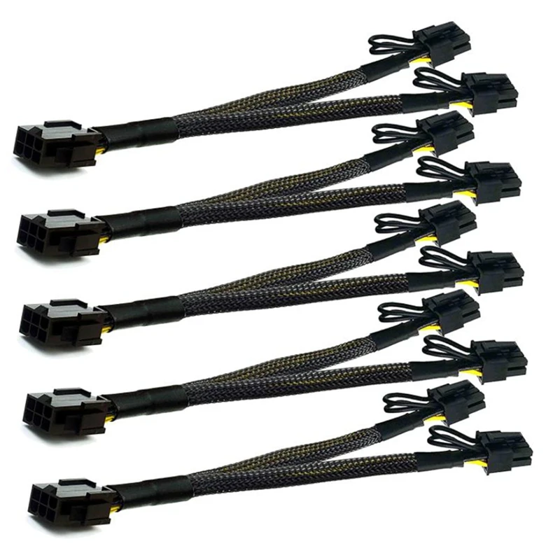

5PCS PCI-E 6-Pin to Dual PCIe 8 Pin (6+2) Graphics Card Power Cable PCI Express 6Pin to Dual 8Pin Sleeved Power Cable