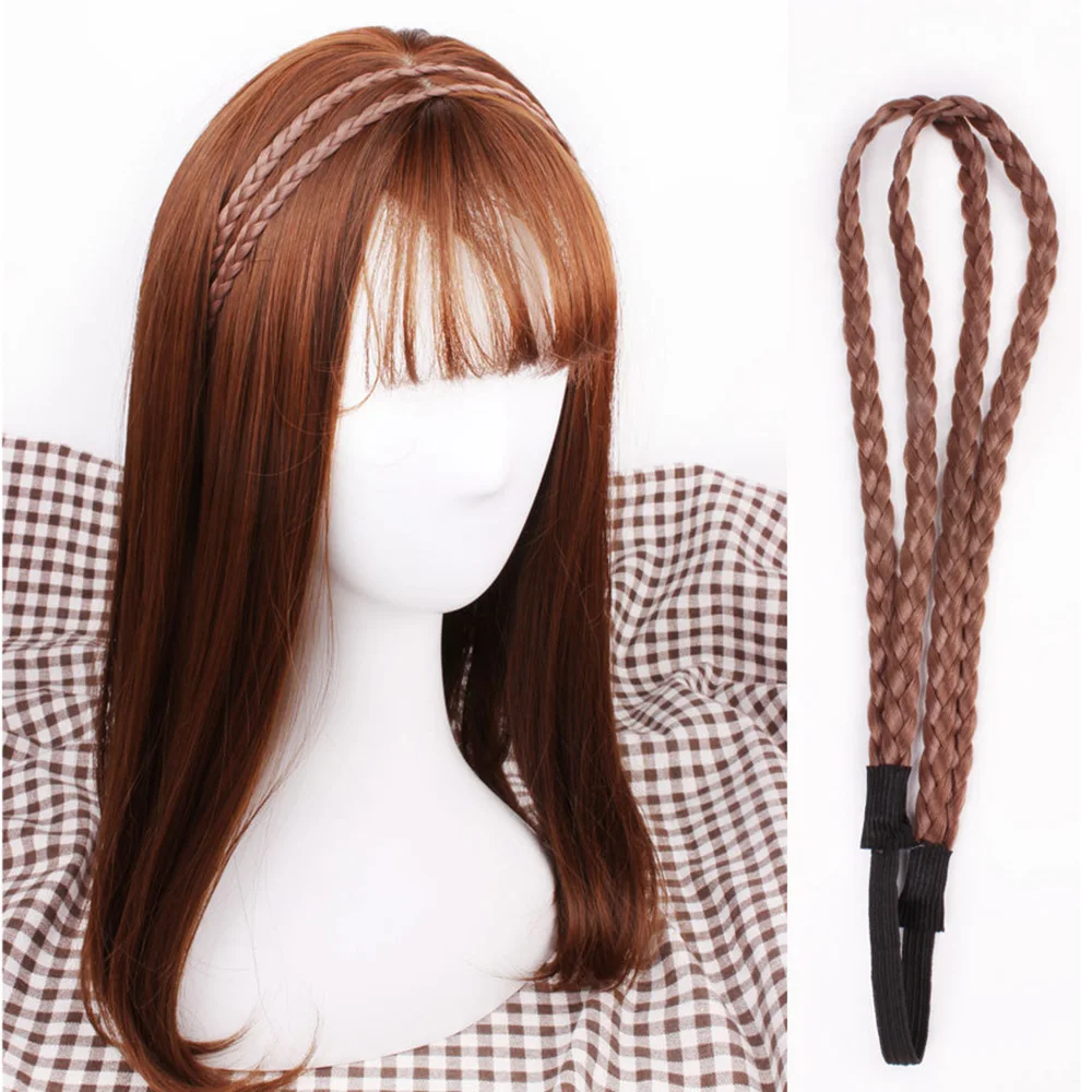 Модный синтетический парик двойная плетеная лента для волос Эластичная головная