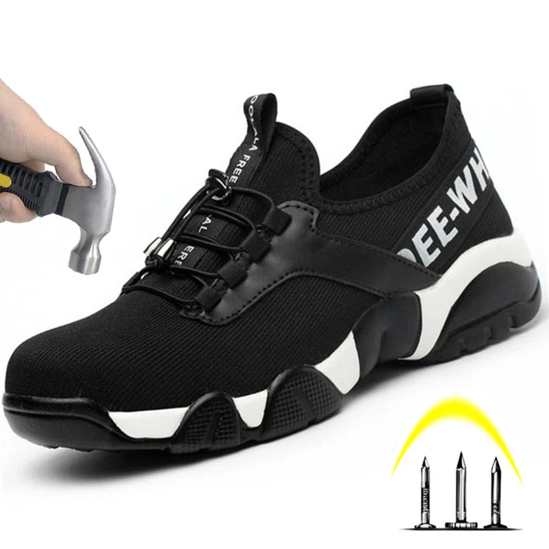 Мужская Рабочая обувь небьющаяся сетчатая кружевная Уличная Повседневная