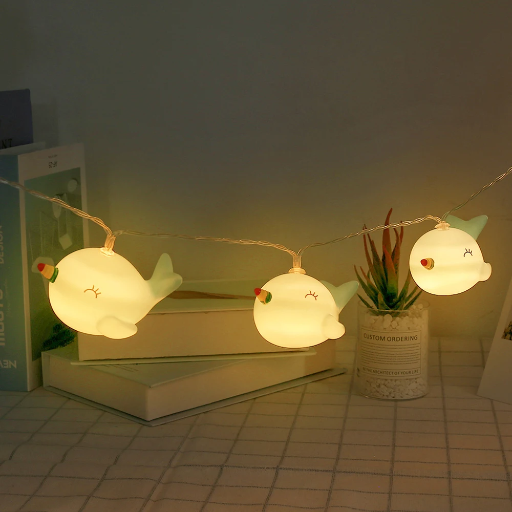 2019 New 10LED blue plastic dolphin shape decorative light string children's room venue layout props home decoration Supplies | Дом и сад