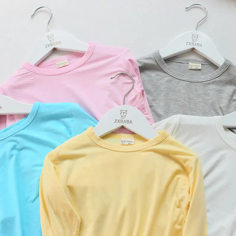 

Children's modal long-sleeved bottoming shirt boys and girls thin sunscreen t-shirt P4508