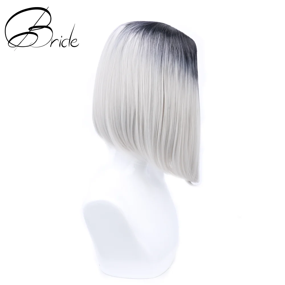 Короткие прямые парики для невесты зеленые женщин из синтетического волокна