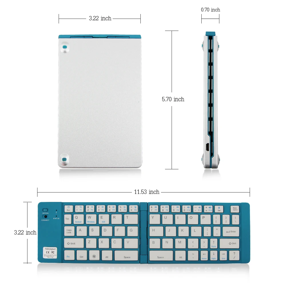 CHYI Portable Folding Bluetooth Keyboard Aluminum Foldable Wireless Travel Mini BT 3.0 Keypad for iphone ipad PC tablet phone | Компьютеры