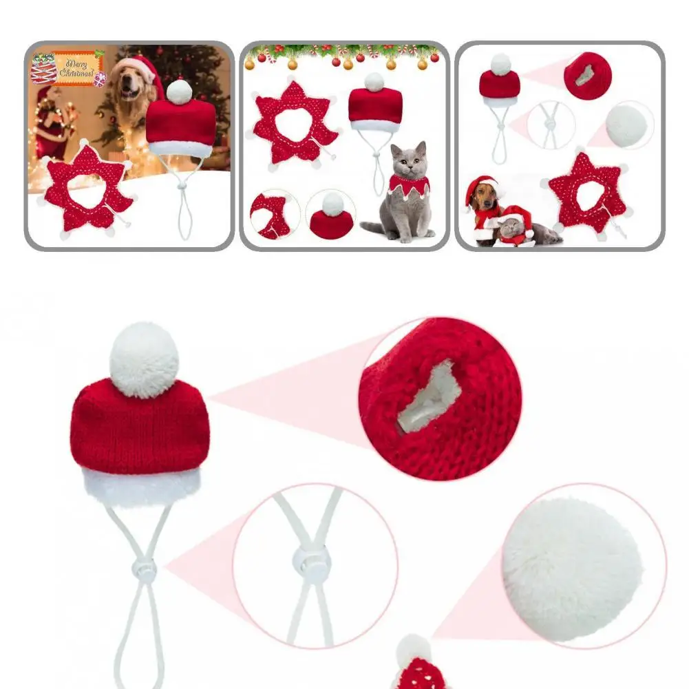 

Decorative Acrylic Fiber Pet Cats Knitted Beanie Bib Kit for Holiday